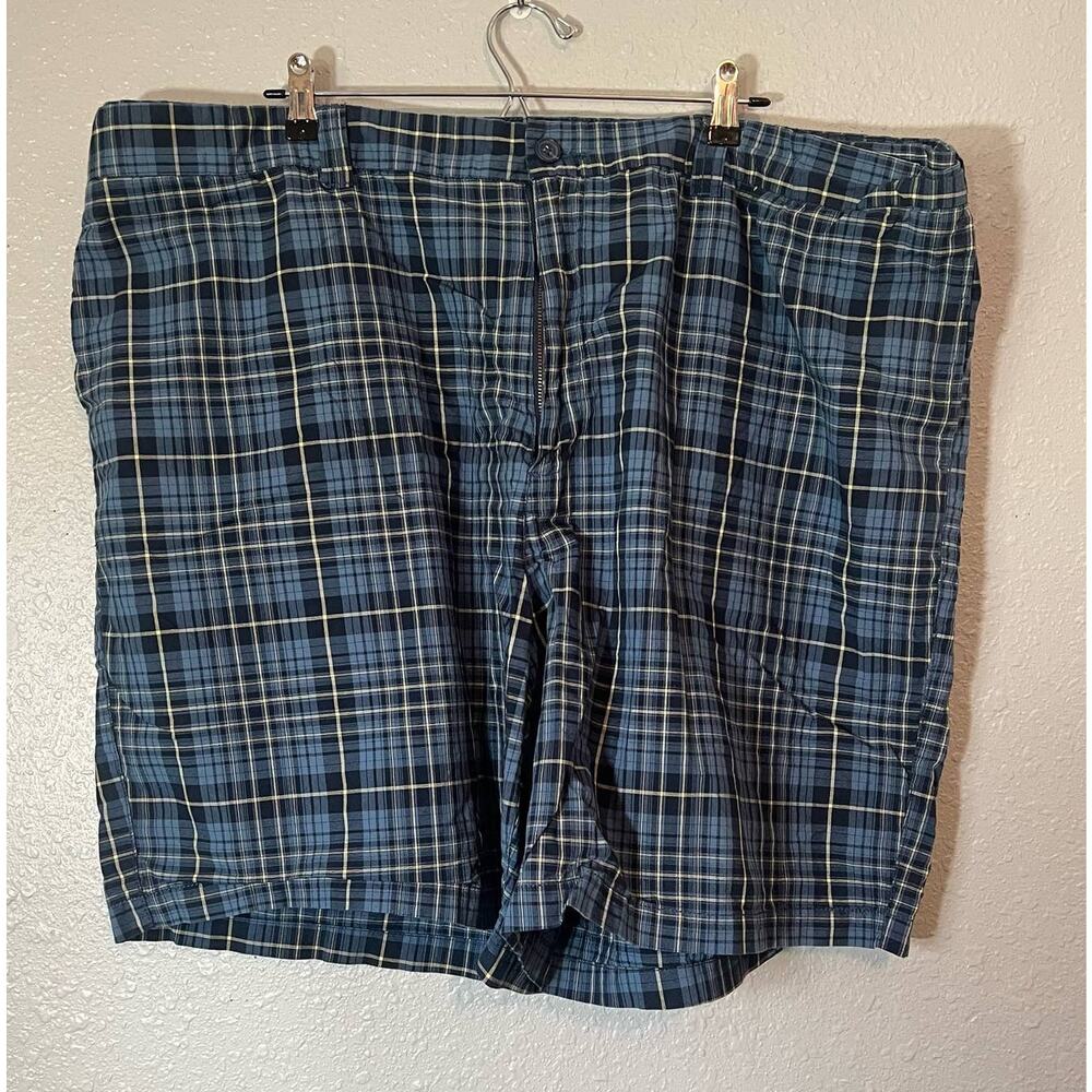 Oak Hill Mens 50R Plaid Shorts Blue 28 X8 Plus Bottoms Summer Beach Casual Cargo